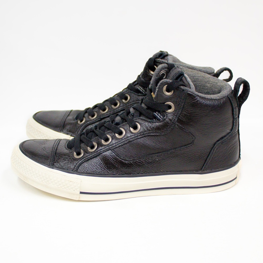 Converse Chuck Taylor All Star Black Leather High Top Sneaker W 7.5 / M 5.5 - Picture 5 of 8
